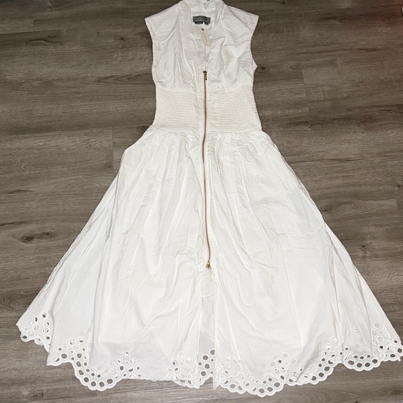 The Tommie Cap-Sleeve Smocked Front-Zip Shirt Dress: Eyelet-Trim Edition - Picture 8 of 13